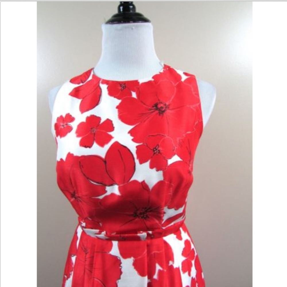 Eliza J Red Poppy Floral Cream White Sheath Dress - Picture 2 of 8